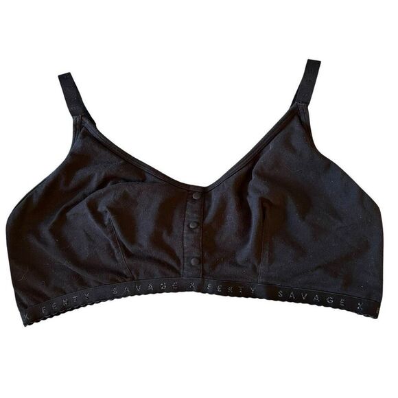 Savage x Fenty Womens Size 3X Cotton Jersey Bralette Black Wireless Faux Placket - Picture 1 of 11